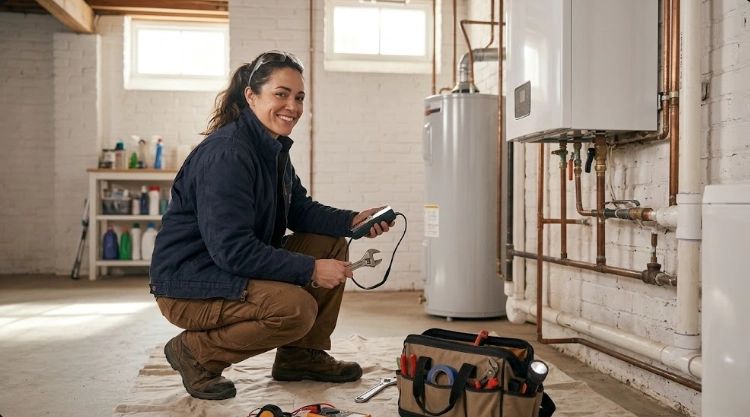 Licensed plumbing technician performing a gas line pressure test and safety inspection in South Jamaica Queens